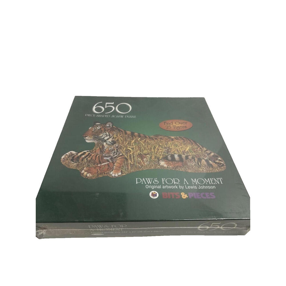 Bits and Pieces "Paws for a Moment" Tigers Shaped 650 Piece Puzzle- Brand New -